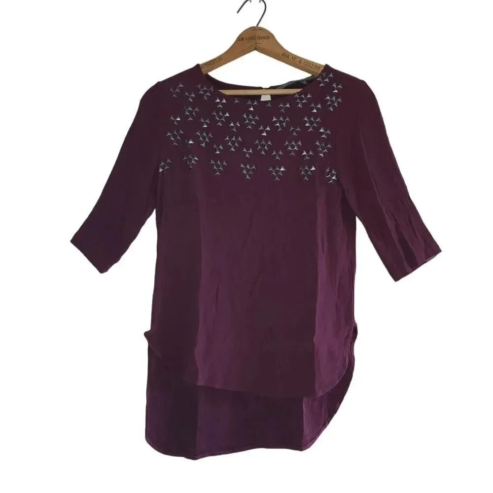 Twelfth Street by Cynthia Tunic Dress Womens Small Vincent Burgundy 100% Rayon